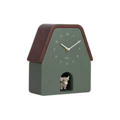 Nástenné hodiny Highland Cow Cuckoo Karlsson KA6162GR, zelená